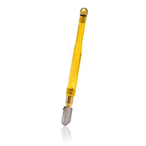 TOYO TC1S Comfort Grip Supercutter Glass Cutter | Made to Cut Glass 3/32” and ¼” Thick Supercutter | Orange - Straight Head | Contoured Acrylic Handle | Precision Honed | Made in Japan