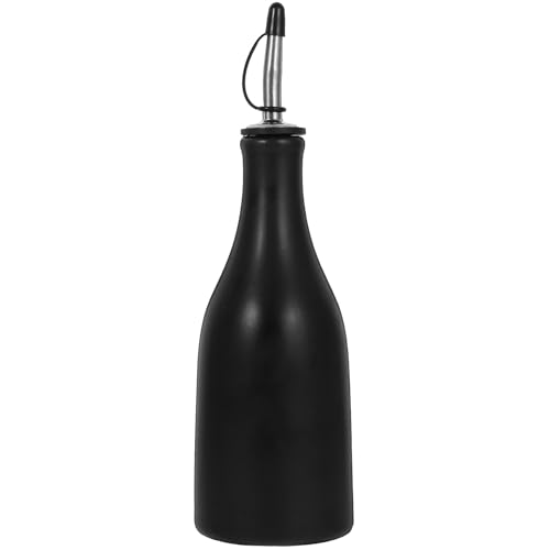 Yardwe Dispensador de Aceite Multifuncional de Cerámica Mate Negro 300 Ml Tapa, Aceitera Anti Goteo para Cocina, Vinagrera y Recipiente para Salsa de Soja, Práctico para Cocinar y Servir