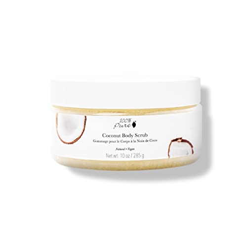 100% PURE Coconut Body Scrub Exfoliating Deep Cleanse with Sea Salts & Nourishing Oils - Natural Deeply Moisturizing Skincare - Vibrant Radiant Skin Restore & Pore Cleanser - Vegan - 10oz