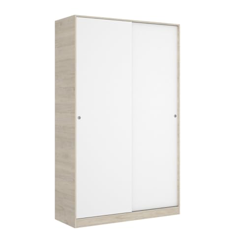 DEKIT GRUPO RIMOBEL Armario 2 Puertas correderas, Natural Y Blanco Brillo, 120x204x50cm