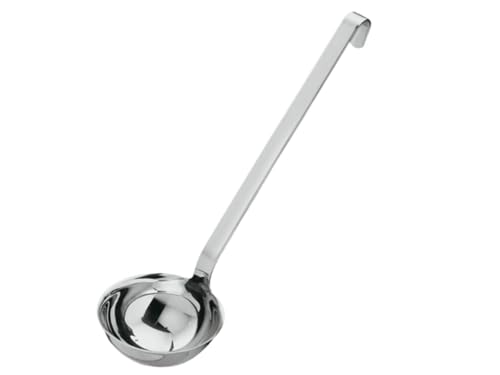 Image of Rosle 10009 Stainless Steel Hooked Handle Ladle with Pouring Rim Serving Spoon