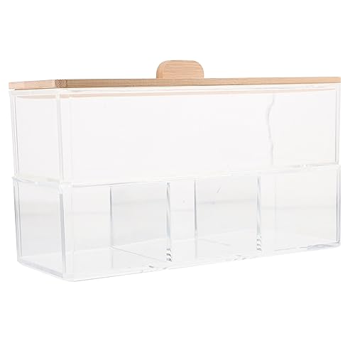 Alipis Cosmetic Cotton Box with Lid Cotton Swab Holder 3 Layer Storage Transparent Dustproof Makeup Organizer