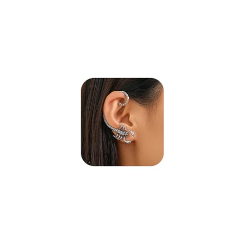 Jumwrit Vintage Silver Scorpion Ear Cuffs Earrings Gothic Punk Wrap