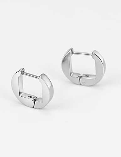 TDEBA 316L Surgical Steel Small Hoop Earrings - Trendy Geometric Plain Chunky Cuff & Huggie Earrings for Women4