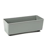 LAMELA Rechteckiger Pflanzkasten mit eleganten Füßen – Grüner Blumenkübel aus robustem Kunststoff 37x17 cm, 6L – Wetterfest & Pflegeleicht - für Innen & Außen