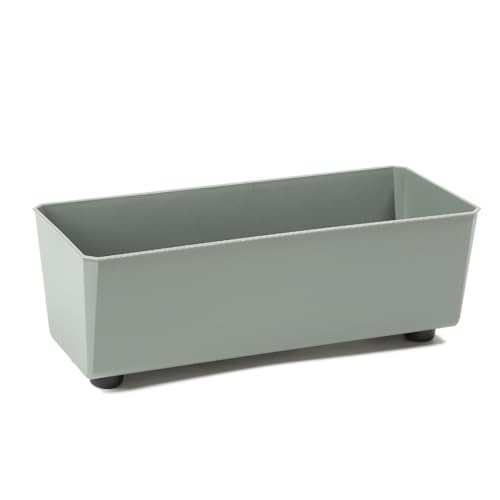 LAMELA Rechteckiger Pflanzkasten mit eleganten Füßen – Grüner Blumenkübel aus robustem Kunststoff 37x17 cm, 6L – Wetterfest & Pflegeleicht - für Innen & Außen