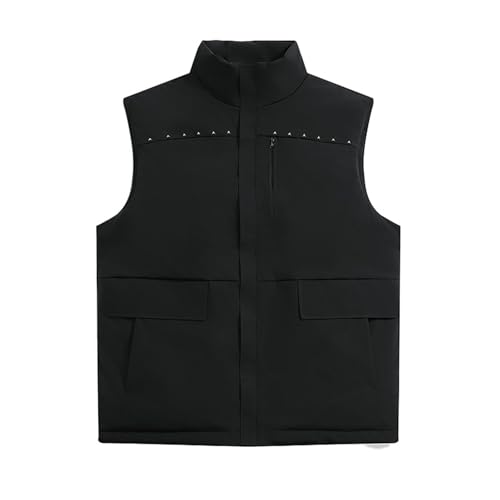 Gilet sans manches ample homme col montant veste chaude automne hiver confortable