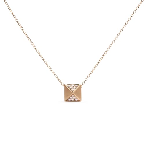 14K Yellow Gold 1/4 Cttw Diamond Matte Finished Pyramid Pendant Necklace (G-H Color, SI1-SI2 Clarity) - 18 Inches