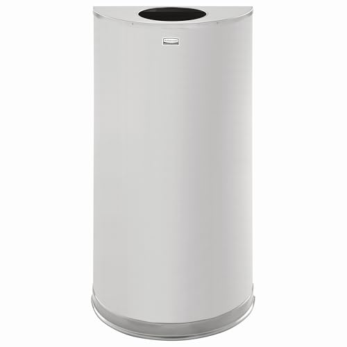 Image of Rubbermaid Commercial Products Half Rounds Steel Trash Can, Open Top, 12 GAL, Stainless Steel, Indoor for Hotel Lobbies /Washrooms /Front of House Hospitality Areas