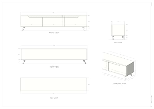Image of DecorNation Nova Wooden TV Unit Stand (Large) - Modern Entertainment Table with 3 Closed Compartments for Living Room, Bedroom & Office (71 x 13.3 x 16.6 Inches, White Finish)