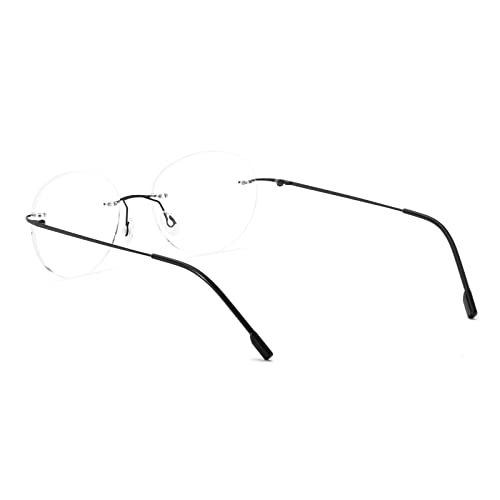 KoKoBin Round Rimless Reading Glasses Super Light Titanium Alloy Reading Aid for Men and Women black, 1/1.5/2/2.5/3/3.5 - Image 4