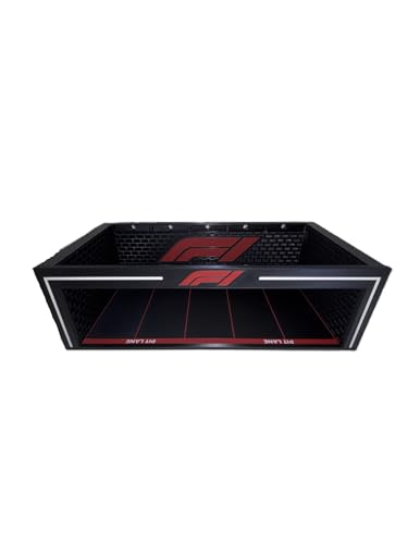 Image of Formula Racing Car Diorama Display Case for 1:64 Scale Cars | Pit Lane Style Collector Display Box for Diecast Cars | Desk & Shelf Decor| with Integrated LED Light Strip(No Cars Only Display Case)