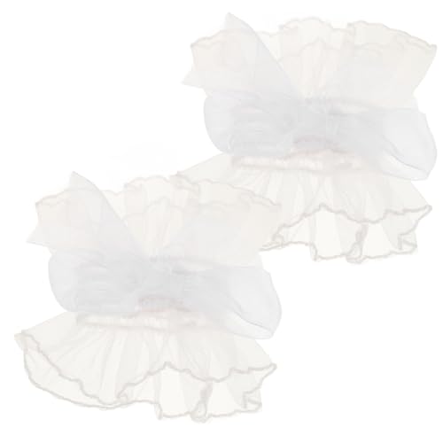 FOMIYES Elegant Lace Wrist Cuffs Detachable Clown Ruffle Cuffs Lolita Lace Gloves Tulle Gloves for Women Girls Wedding Party