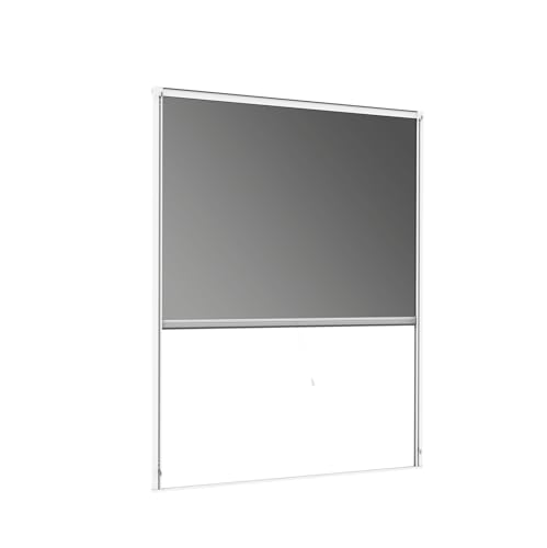 Preisvergleich Produktbild Windhager COOL Sonnenschutz Rollofenster zum Einhängen, Fliegengitter Alurahmen, Hitzeschutz Fenster, Mückenschutz, Selbstbausatz 100 x 160cm, weiß, 03289