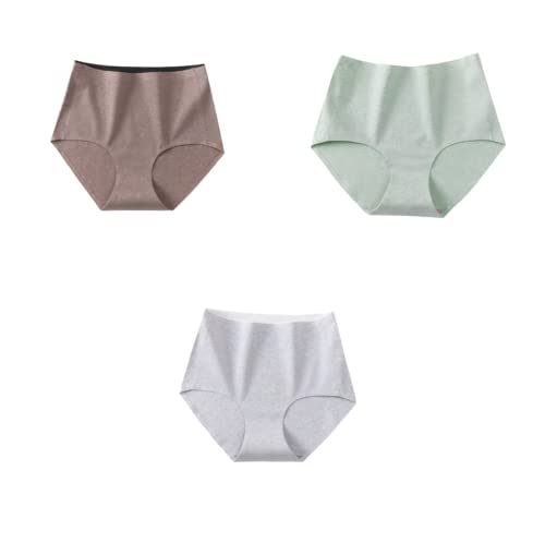JINZIJINYU Bragas Sin Costuras Mujer Bragas Sin Costuras De Algodón De Cintura Alta para Mujer Bragas Antibacterianas De Panal De Una Pieza De Algodón Puro 3 Colores B XXL