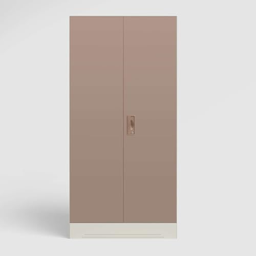 Image of Interio by Godrej Almirah Slimline 2-Door Steel Almirah, Cupboard for Clothes (Alpine White and Portabella Matte), 1-Year Warranty, 1 Locker, 4 Shelves