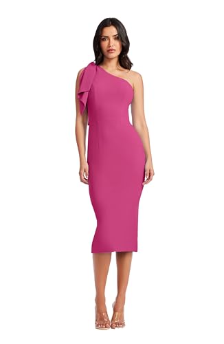 Image of Dress the Population Womens Tiffany One Shoulder Bow Detail Midi Sheath Dress