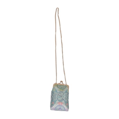 Mini paquet bandoulière bleu motifs ethniques pour été