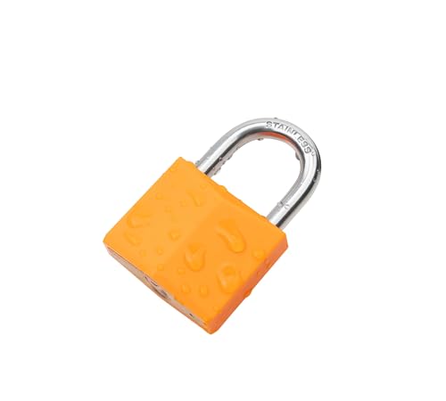 Image of 12-Pack Keyed Alike Locks, Orange Covered Brass Keyed Padlock with Stainless Steel Shackle, 1-9 /16 Inch Lock Body, Rustproof Locks for Luggage Gate Fence Hasp Cabinet Toolbox Gym School Locker