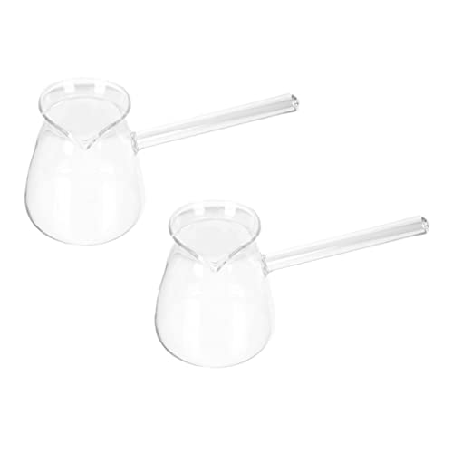 Garneck 2pcs Glass Milk Jug Coffee Pot Heaters for Home Ibrik Coffee Pot Turkish Coffee Warmer Milk Heating Pot Turkish Coffee Kettle Coffee Espresso Milk Warmer Pot Pots Cevze