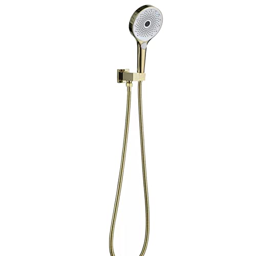 Pomme de douche haute pression or brossé avec flexible 150cm et support
