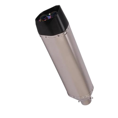 Double tuyau d'échappement moto 51mm universel en acier inoxydable de 470mm