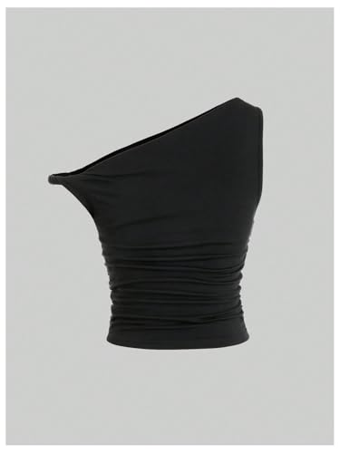 SOLY HUX Women's 2 Piece Tank Top Asymmetrical Neck Twist Ruched Sleeveless Going Out Tops4