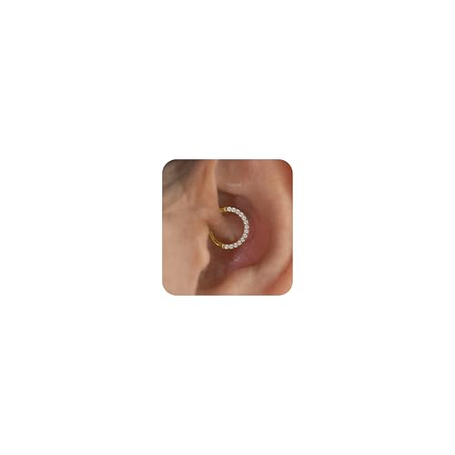 Cartilage Daith Earrings For Women Small 14K Gold Plated Hoop Hypoallergenic Helix Piercing Huggie Surgical Steel Diamond Implant Cubic Zirconia Prom Gift Jewelry