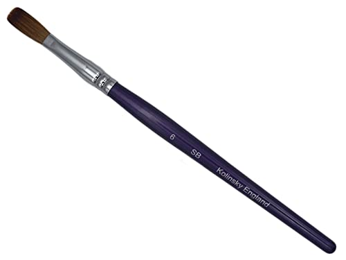 Spontaneous Beauty CRIMPED Acrylic Nail Brush with Pure Kolinsky Sable Hair (Size 6, Purple Wood Handle)