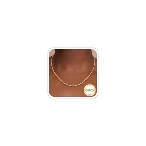 Girluky 14K Gold Plated Chain Necklace for Women 1.5MM Rope Chains 14K Gold Plated Chain for Women Sturdy & Durable Womens Chains Necklace 18 Inch