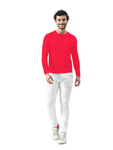 Image of Men's Long Sleeve Henley T-Shirt with Button Placket | Soft & Comfortable Casual Wear