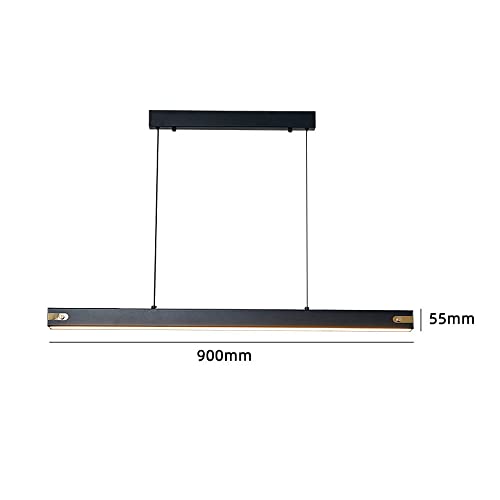 Lámpara Colgante Lineal LED de techo en metal negro con tres modos de color para mesa de comedor 4