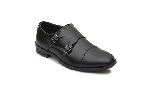 Image of Men's Double Monk Strap Formal Shoes | Cap Toe Design, Polished Upper, Soft Cushioned Insole, TPR Outsole, Slip-On Formal Shoe for Men Office Dress, Party & Wedding Footwear