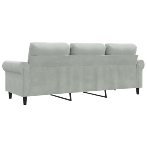 Willood 3-Sitzer-Sofa Loungesofa Couch mit Armlehnen Rückenkissen, Wohnzimmersofa Designsofa Metallgestell, Sitzmöbel Zweisitze,Multi-Sofa, Hellgrau 180 cm Samt – Bild 8