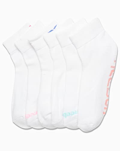 Image of Reebok Womens Quarter Socks Moisture Wicking Cushioned Ankle Socks, 6 Pack | Stretch Performance Fabric, Cushioned Heel & Toe, Secure Arch Support, Quarter Cut, Shoe Size 4-10