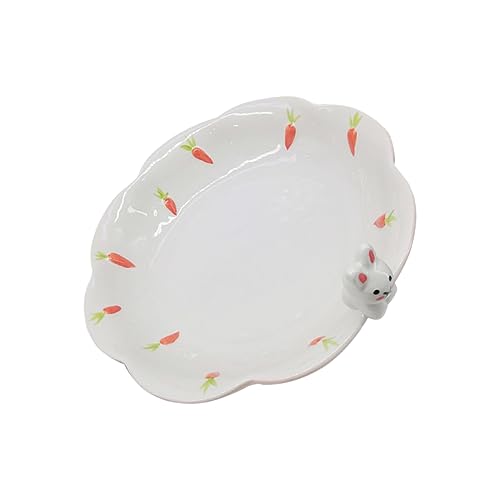 SOLUSTRE Porcelain Bunny Plate Boys and Girls Rabbit Dinner Plate Decorative Breakfast Holder Cartoon Food Serving Tray Easy Clean