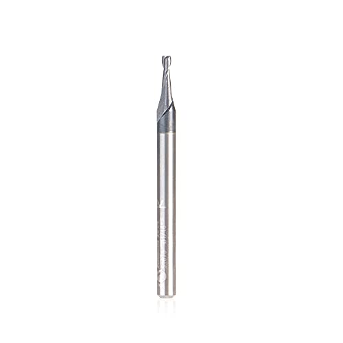 Amana Tool 51673 SC Spiral for Steel, Stainless Steel &amp; Non Ferrous Metal with AlTiN Coating 2-Flute x 1/16 D x 3/16 CH x 1/8 SHK x 1-1/2 Inch Long Up-Cut Router Bit / 45 Deg Corner Chamfer End Mill