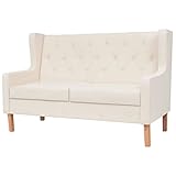 vidaXL Sofa 2-Sitzer Zweisitzer Couch Polstersofa Stoffsofa Loungesofa Sitzmöbel Polstermöbel Designsofa Wohnzimmersofa Stoff Cremeweiß