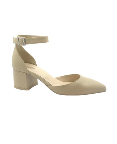Chaussures en lin beige Nero Giardini 12020 escarpins décolleté pour femme avec bride et talon