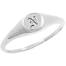 Personalized 925 Sterling Silver Old English Initial Ring Custom Signet Letter Pinky Rings