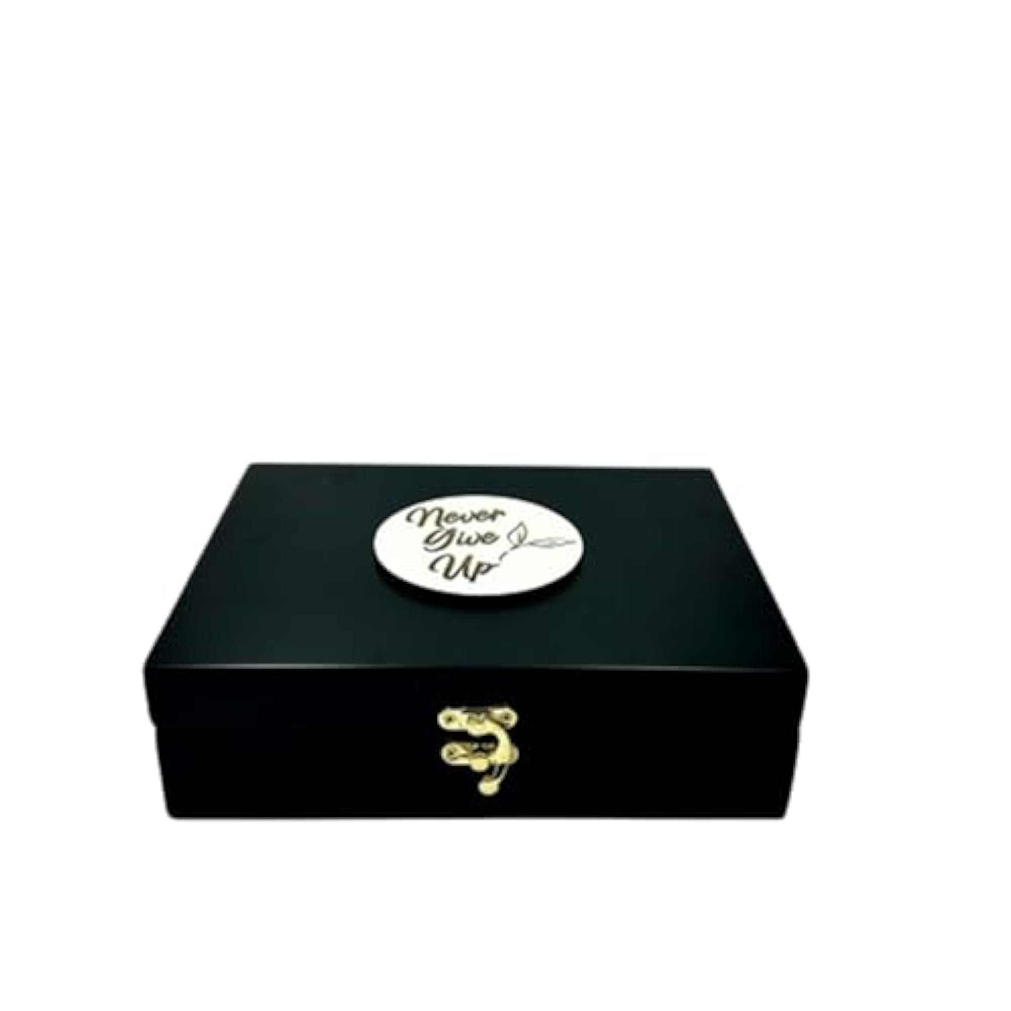 Elegant Black Wooden Storage Box with Velvet Interior