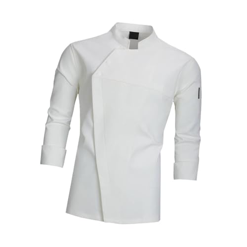 UGPLM Chef Coat Stand Collar Women Men Chef Jacket for Hotel Catering Kitchen Cooking, XL