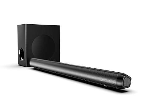 Image of SAL SB10, Soundbar with Wired Subwoofer, 160W Output, 2.1 Channel, Bluetooth v5.0, Supports HDMI ARC, AUX, USB, Optical Input, Digital Amplifier with DSP, LED Display, Remote Control (Black)
