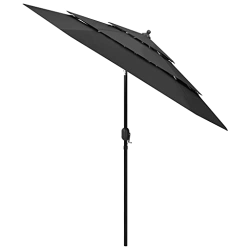 Lumanois Sombrilla jardín 3 Niveles con Palo de Aluminio Antracita 2,5 m,Artículos de Exterior,Sombrillas,4.25kg-313862