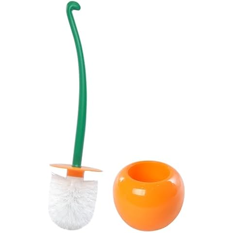 Creative Toilet Brush with Holder Bowl&Long Handle, Household Bathroom Cleaning Tool Cleaner and Base for Storage&Organization, Thick Bristle for Deep Clean-Rust Resistant Leakproof-Red Cherry Shape Cover