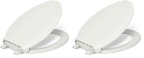 Image of KOHLER 4636-RL-NY Cachet ReadyLatch Elongated Toilet Seat Slow Close, Soft Close Toilet Seat Quiet Lid, Contoured Grip-Tight Bumpers Installation Hardware, Apartment Essentials, Dune (Pack of 2)