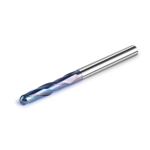 Image of SpeTool Ball Nose CNC Spiral Router Bits, Double Flutes Carbide End Mill 1 /4 Inch Shank with TAC Coating, 3 inch Over Length
