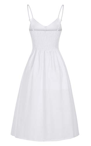 Image of Angashion Women's Dresses-Summer Floral Bohemian Spaghetti Strap Button Down Swing Midi Dress