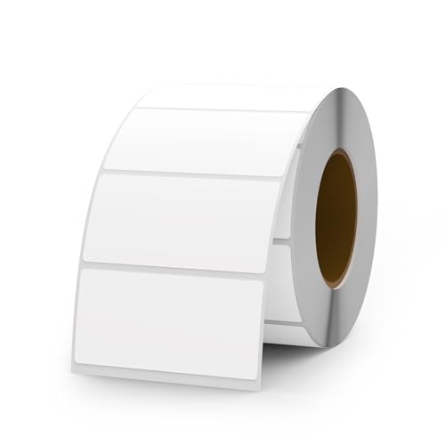 YIKIADA 500 unidades de etiquetas de 25 × 50 mm, autoadhesivas, de vinilo, resistentes al agua, despegables, rollo para tarros de mermelada, color blanco