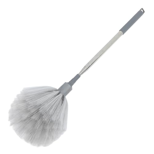 Generic Plumero Telescópico para Limpieza de Telarañas y Polvo Cepillo de Cerdas Duras Gris de 23 M Ligero y Reutilizable para Techos Altos y Ventanas Domésticas